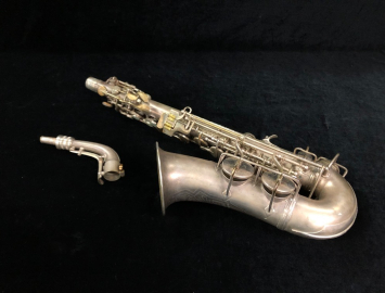 Photo Vintage Conn Art Decco 'Transitional' Alto Sax in Original Silver Plate, Serial #247074